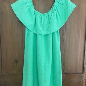 Crown & Ivy Green Ruffled Off-Shoulder Sundress L